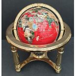 Collectable Agate and Brass 10 inch Globe Red Base Colour
