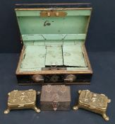 Antiques Metal Cash Box and 3 Other Brass Boxes