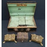 Antiques Metal Cash Box and 3 Other Brass Boxes