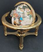 Collectable Agate and Brass 10 inch Globe Black and White Base Colour