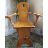 Vintage Solid Elm Arm Chair Hand Made 1970's Ideal For A Hall or Corner