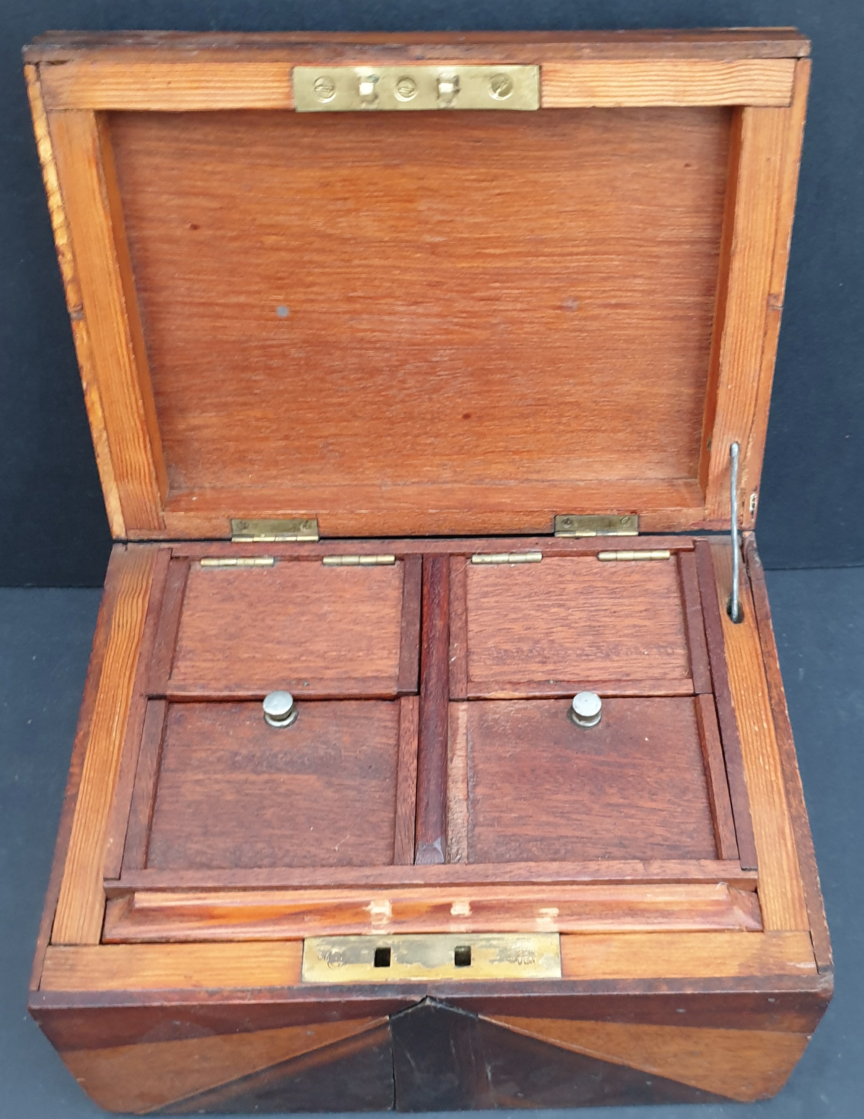 Antique Parquetry Storage Wooden Box - Image 2 of 4