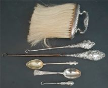 Antique Parcel of Sterling Silver Items Spoons Button Hooks etc.