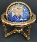 Collectable Agate and Brass 10 inch Globe Blue Base Colour