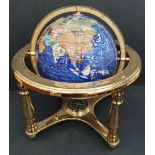 Collectable Agate and Brass 10 inch Globe Blue Base Colour