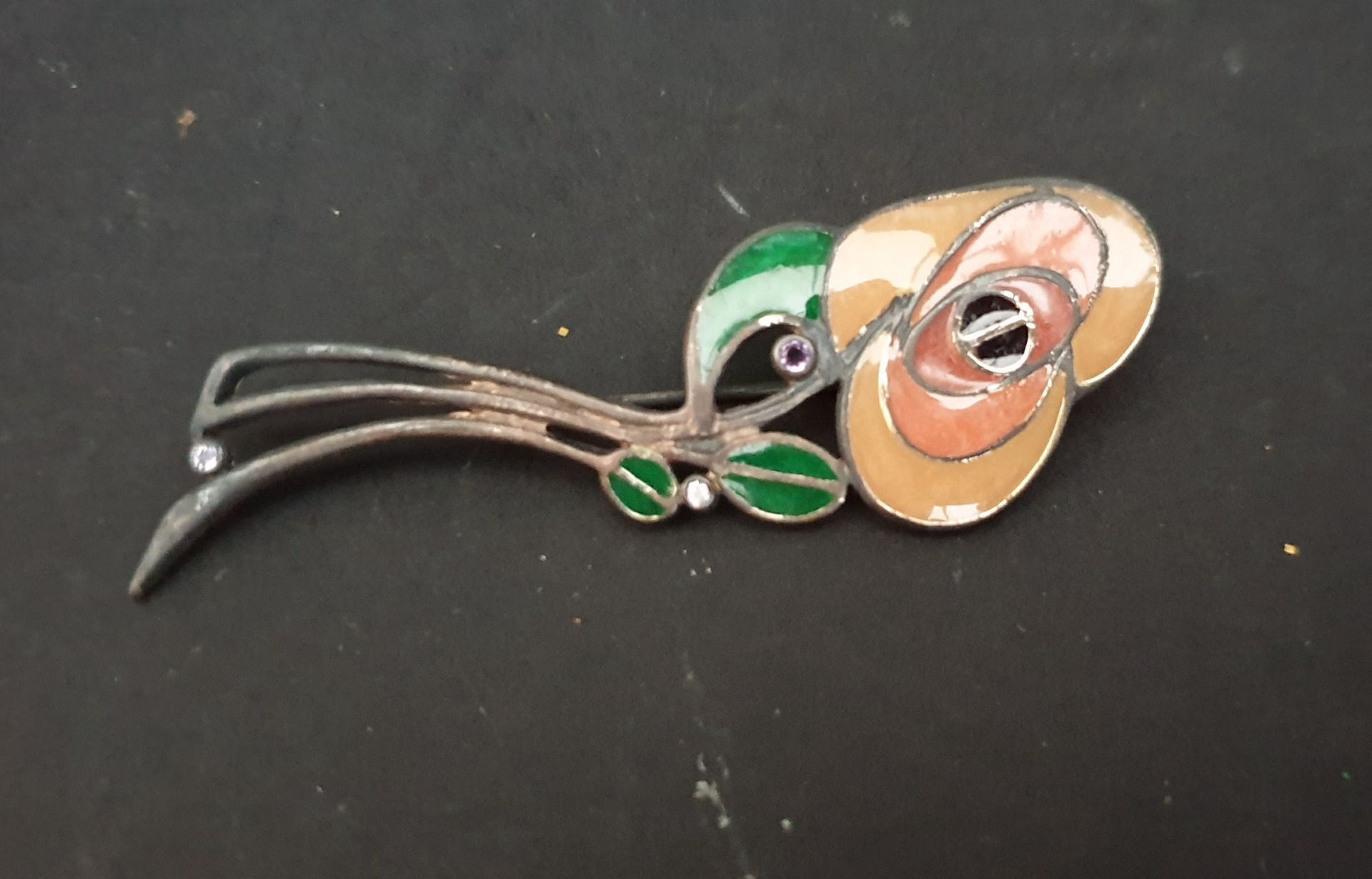 Art Nouveau Enamelled Brooch & Sterling Silver Spoons - Image 2 of 2