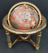 Collectable Agate and Brass 10 inch Globe Salmon Base Colour