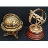 Vintage Brass Globe and Other Desk Item