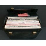 Black Record Case Containing 30 LP's Includes ABBA etc