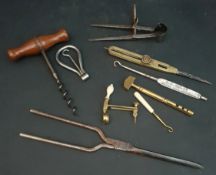Vintage Assortment of Corkscrews & Draughtsman's Tools