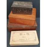 Vintage 4 x Wooden Boxes Includes 1 carved