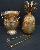 Vintage Brass Ice Pineapple Bucket & 1 Other