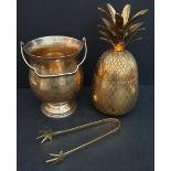 Vintage Brass Ice Pineapple Bucket & 1 Other