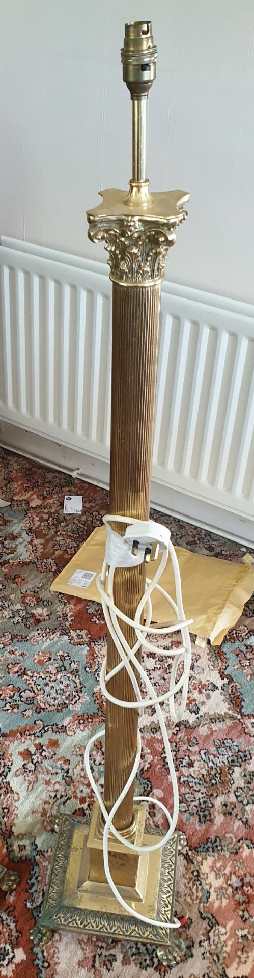 Vintage Brass Standard Lamp Corinthian Style Column