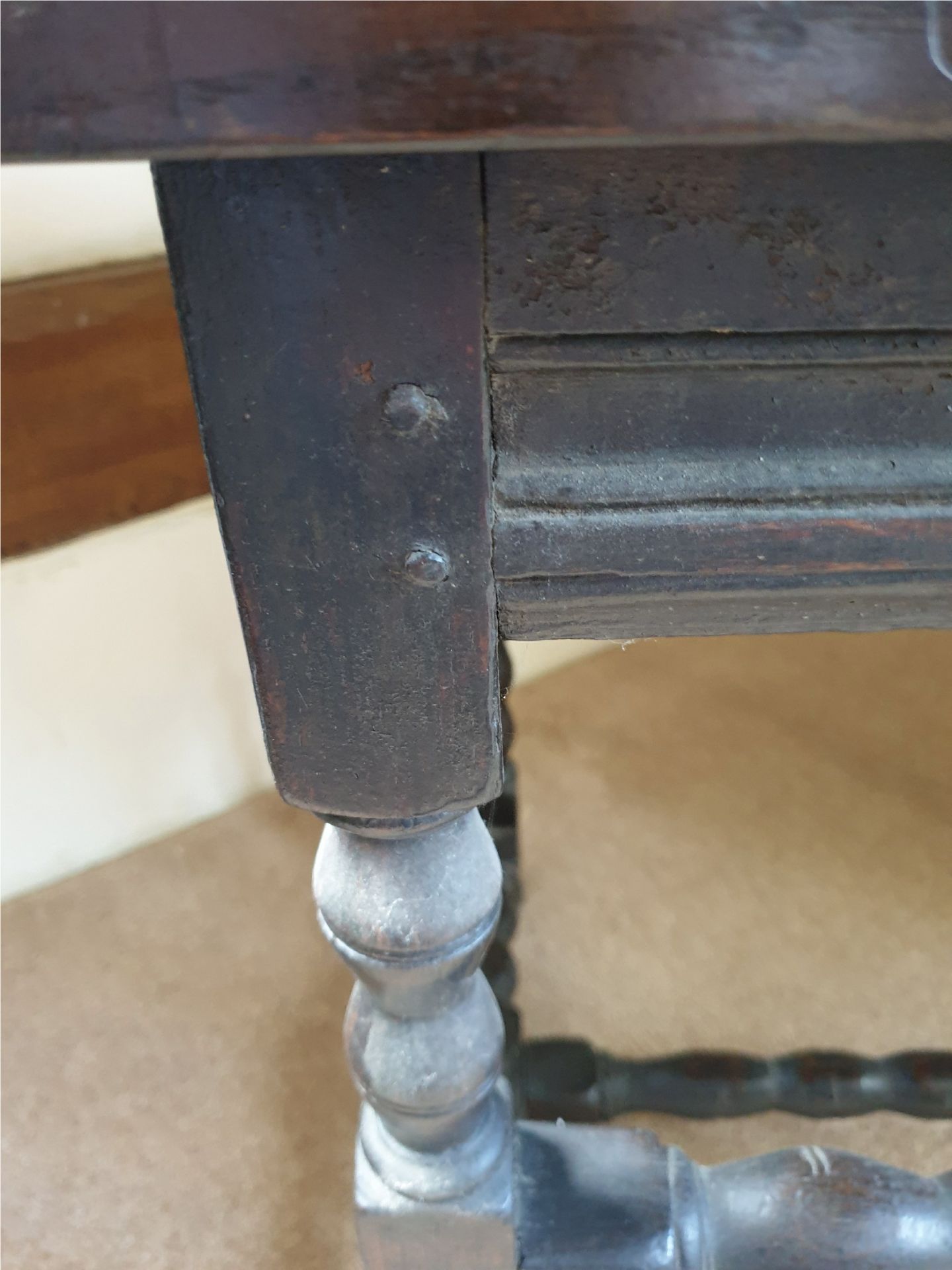 Antique Furniture 17c Table With Bobbin Turned Legs - Image 6 of 7