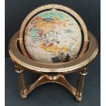 Collectable Agate and Brass 10 inch Globe White Base Colour