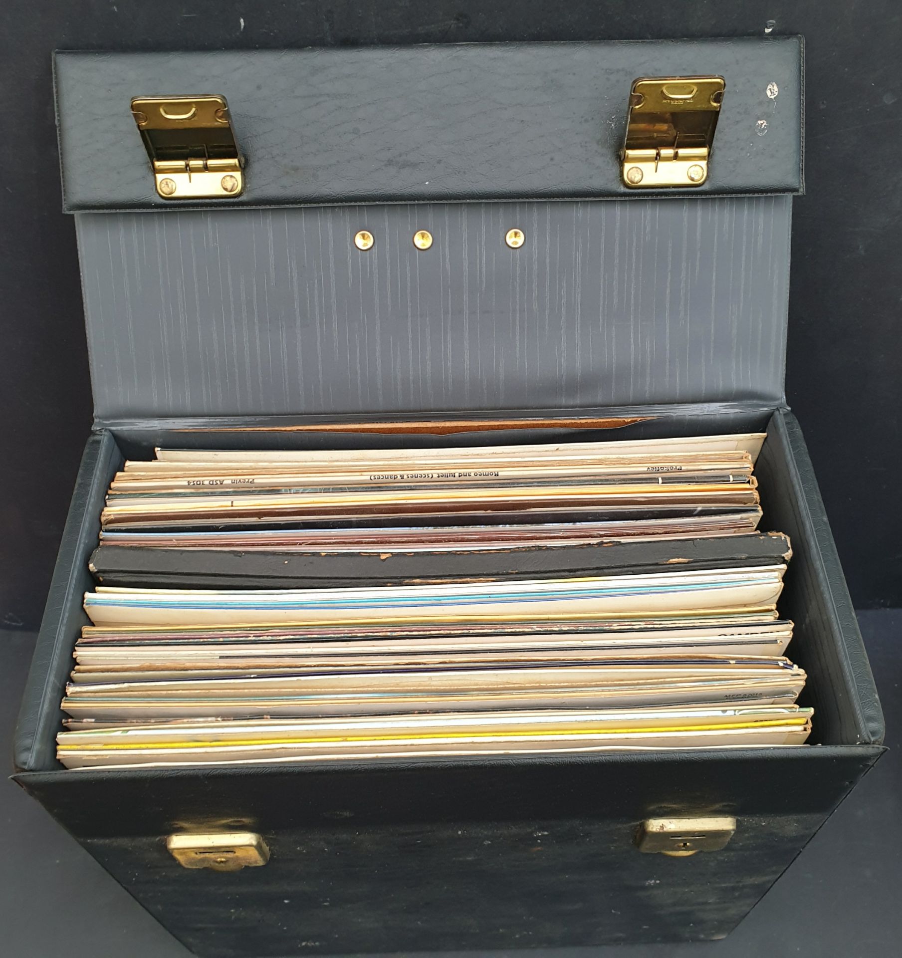 Black Record Case Containing 40 LP's Easy Listening