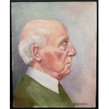 Art Oil on Board 8 inch x 10 inch Portrait Signed Lower Right F. G. Oates