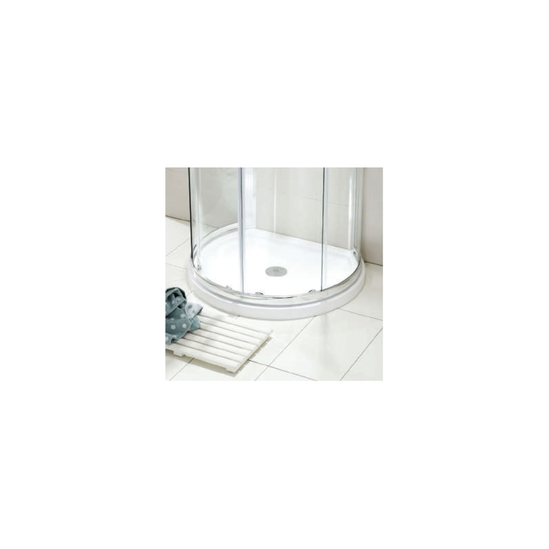(PC129) Twyfords 770mm Hydro D Shape White Shower tray. Low profile ultra slim design Gel coat...( - Image 2 of 3