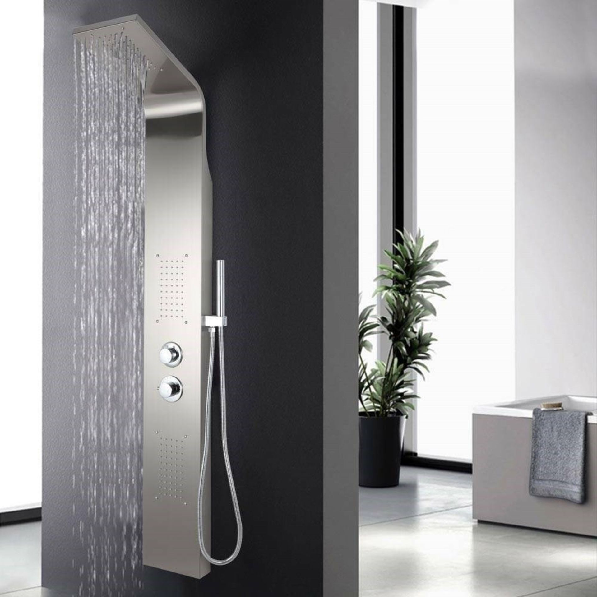 (SA67) Chrome Modern Bathroom Shower Column Tower Panel System With Hand held Massage Jets. RR... - Image 4 of 4