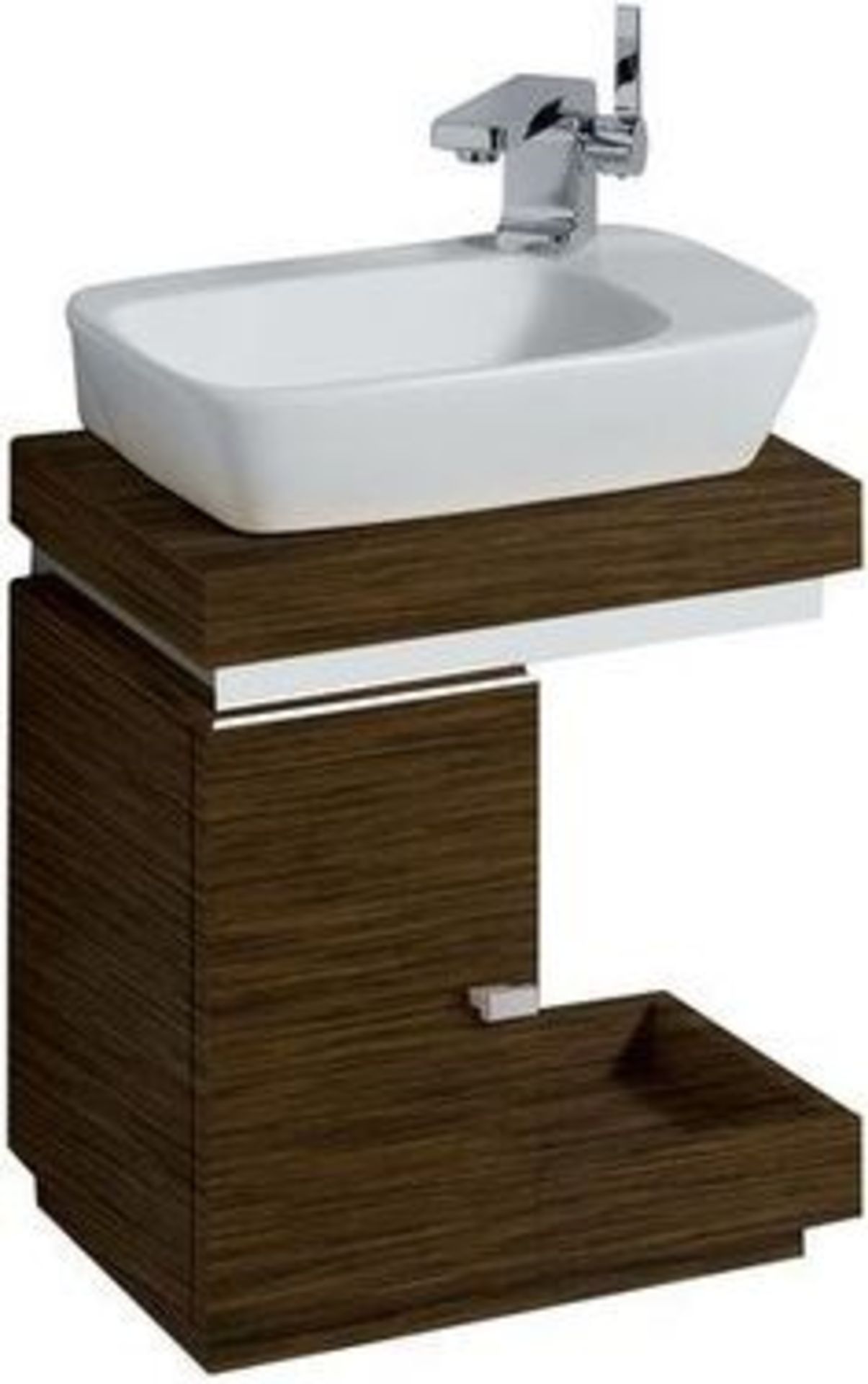 (SA55) Keramag Geberit Silk Walnut Hand rinse Basin Vanity Unit with Storage. RRP £1,079.99.Co... - Image 2 of 2