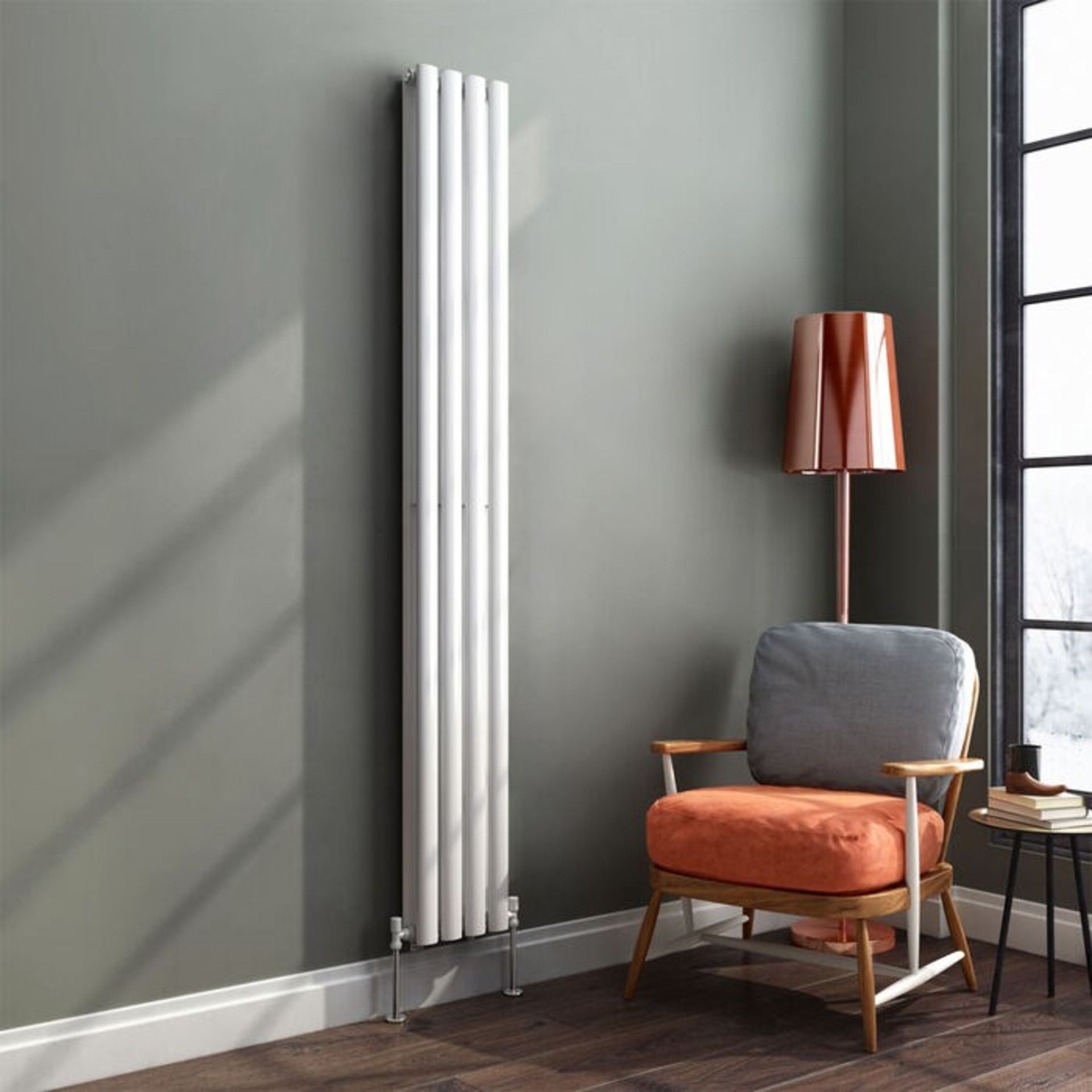 1800x240mm Gloss White Double Oval Tube Vertical Radiator.RRP £304.99.Made from high quality l... - Image 2 of 3