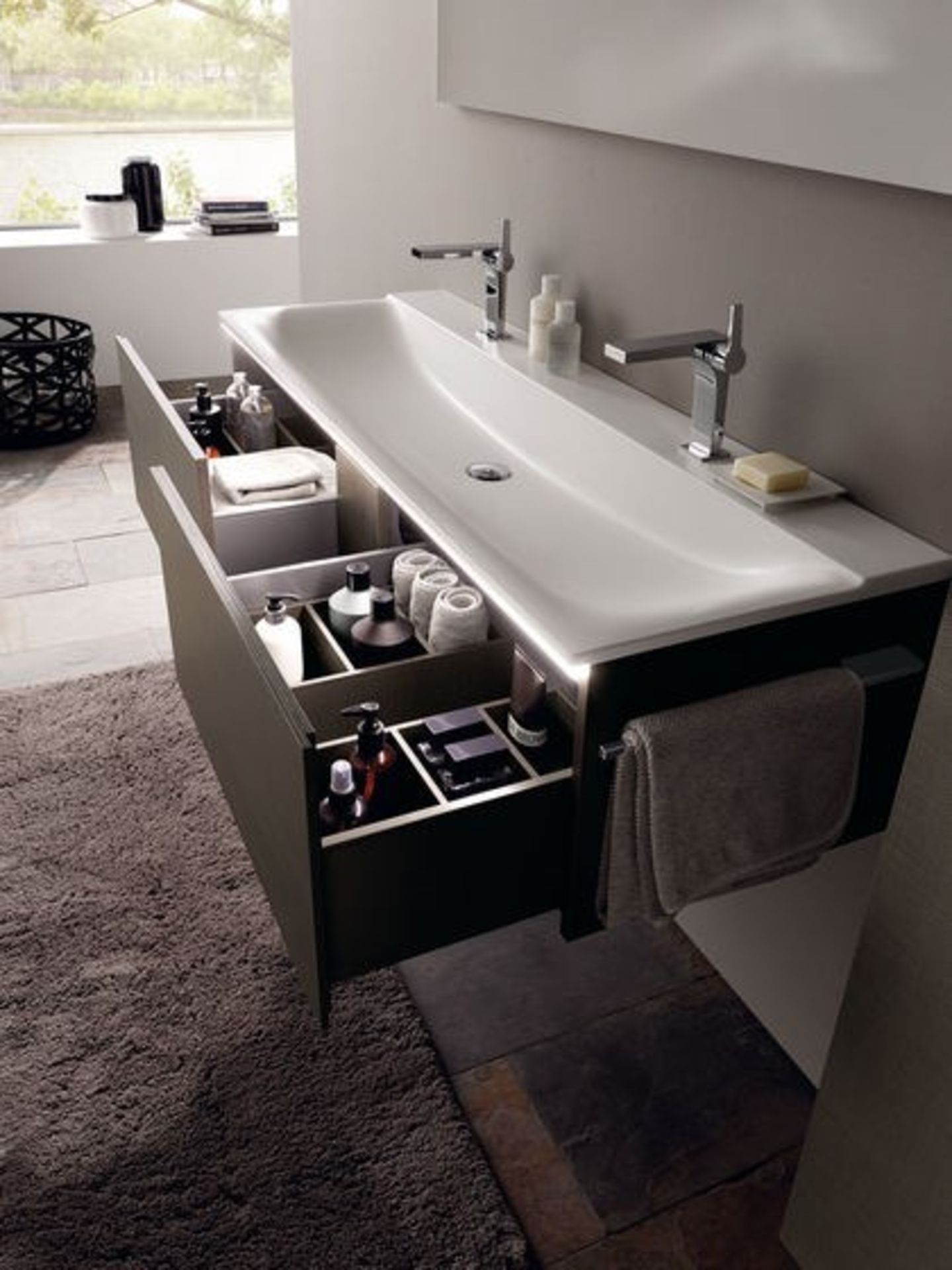 (KN4) Keramag Gerbit 1595mm Xeno Dark Grey 2 Drawer vanity Unit. RRP £2,064.99.Comes complete ... - Image 2 of 3