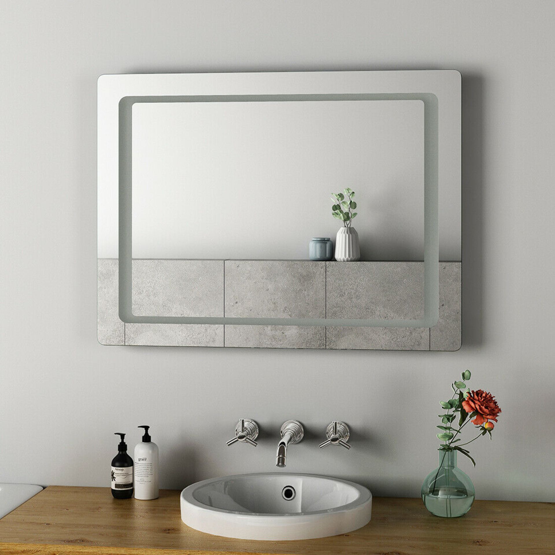 (KN32) 500x700mm Quaser Illuminated Mirror. LED Bathroom Mirror With Lights Illuminated Demist... - Image 3 of 4