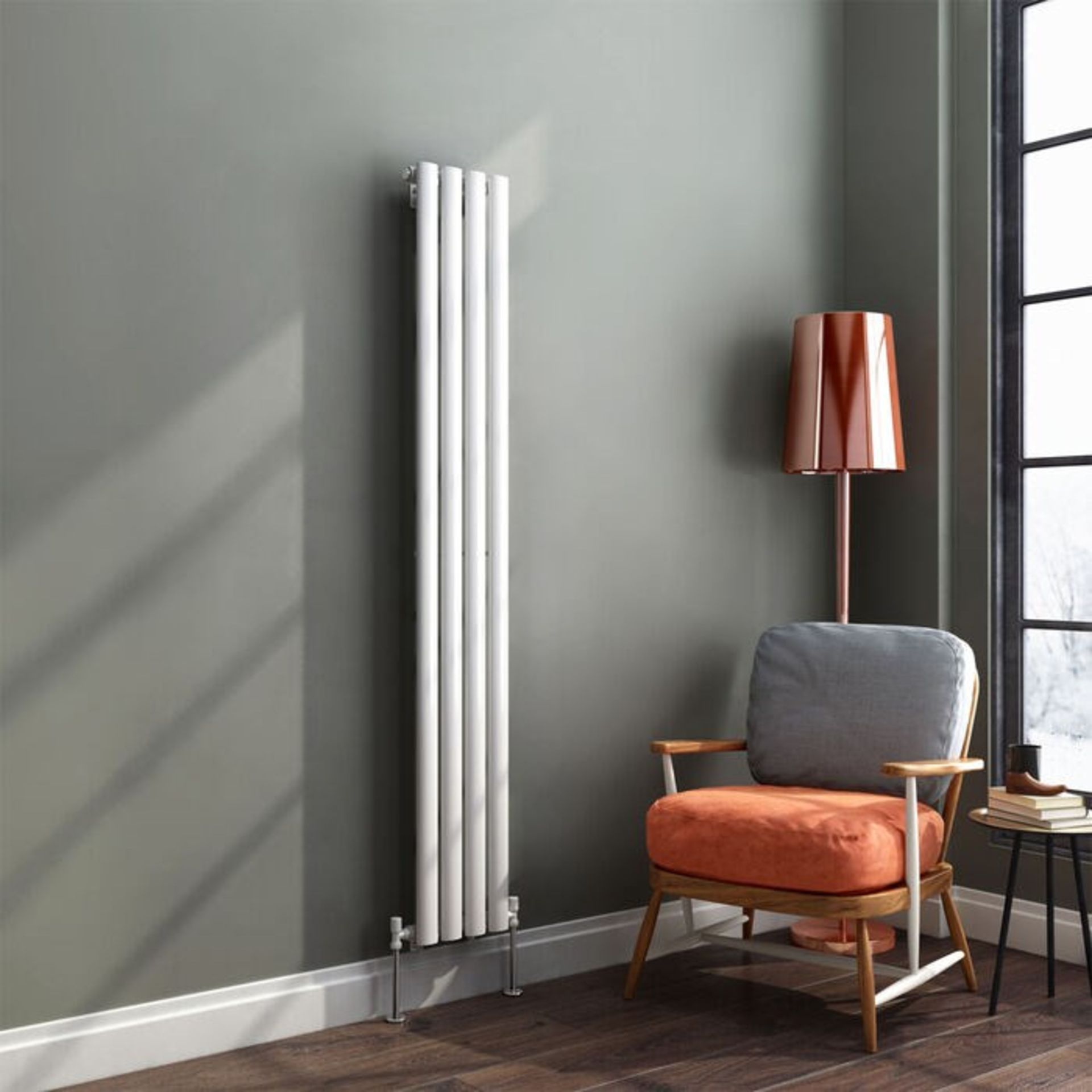 1600x240mm Gloss White Single Oval Tube Vertical Radiator.RRP £274.97.Made from high quality l... - Image 2 of 3