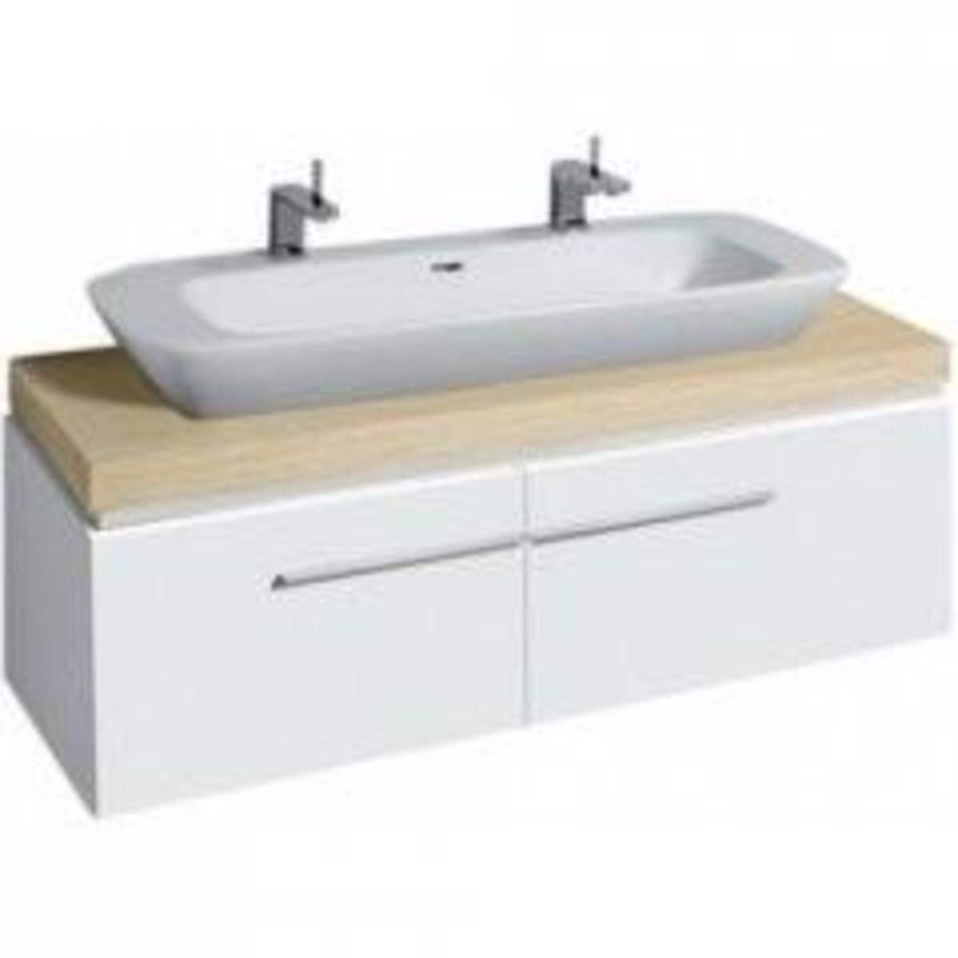 (CK7) Keramag Gerbit Silk 1400mm White Gloss Vanity Unit. RRP £2,359.99. The Silk bathroom ... - Image 2 of 3