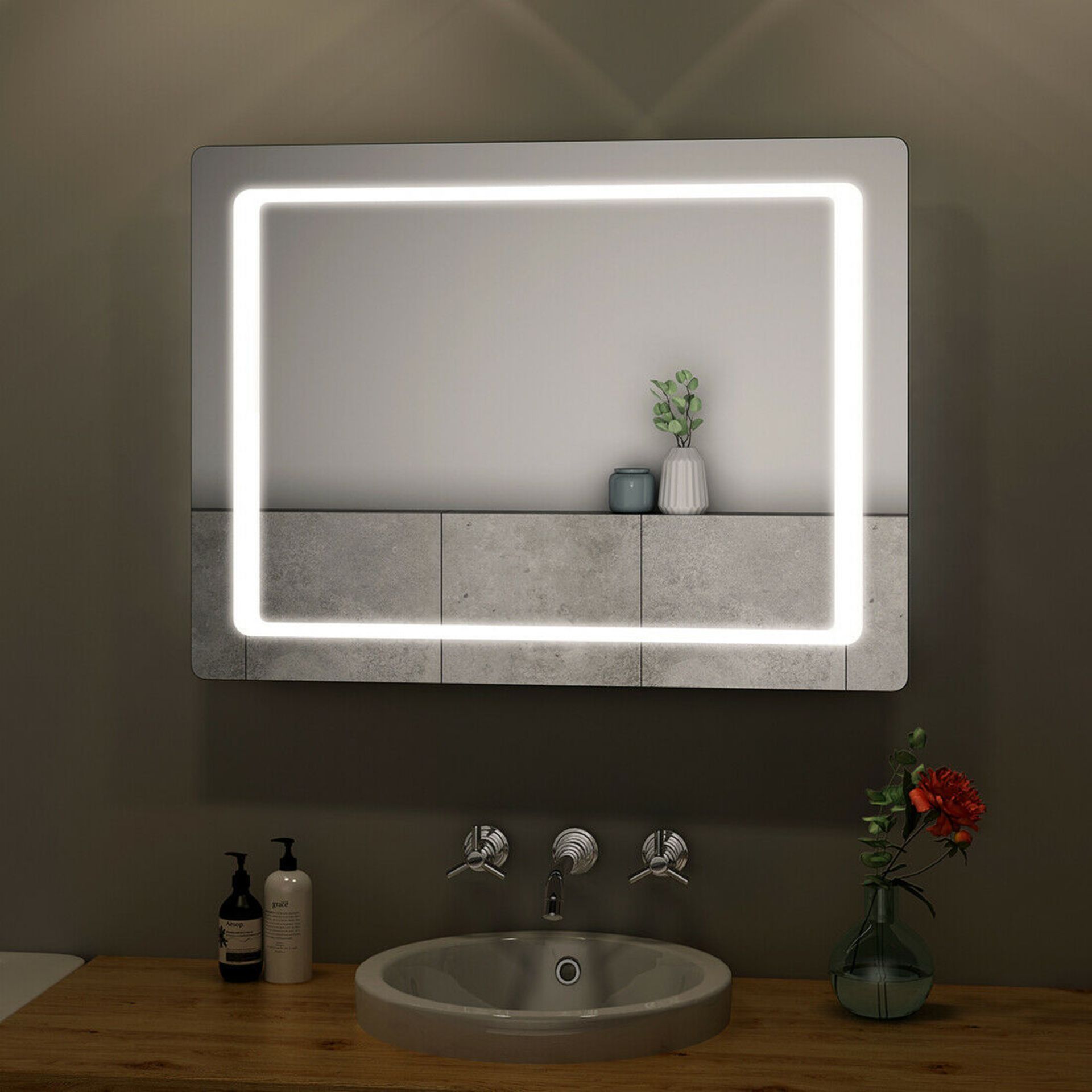 (KN115) 500x700mm Quaser Illuminated Mirror. LED Bathroom Mirror With Lights Illuminated Demis... - Image 2 of 3