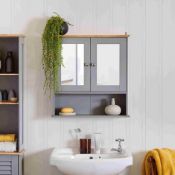 (CK152) Mirrored Bathroom Cabinet - Solid Wood Top - Shutter Style Mirror Medicine Storage Unit...