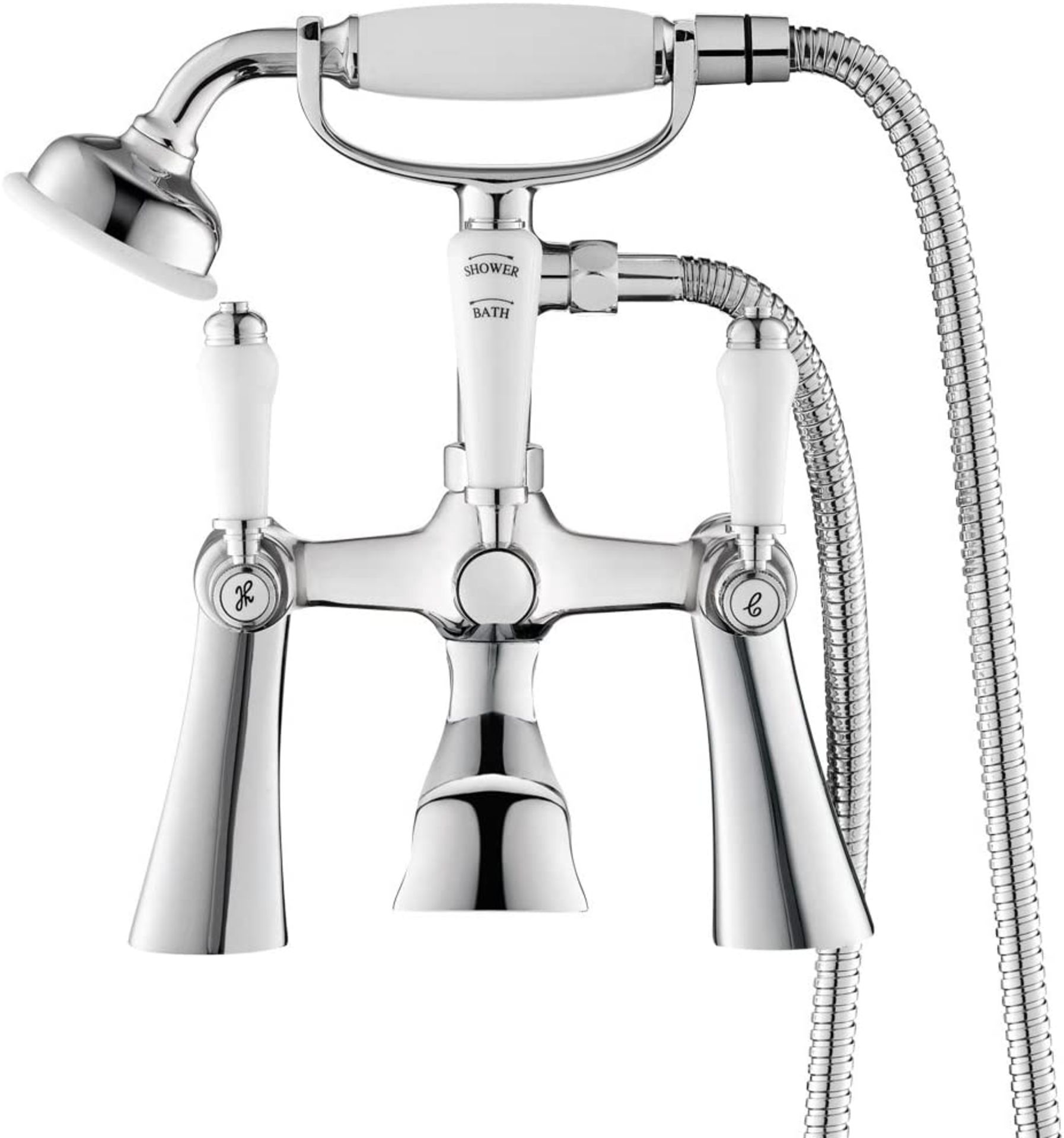 (CK38) traditional Bath Filler Mixer Tap Vintage Bathroom Hand Held Shower Head. Chrome plated ... - Image 3 of 3