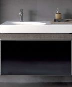 (CK26) Keramag Geberit Citterio 900mm Wood Structure Grey/Brown Vanity Unit with Drawer and Of...