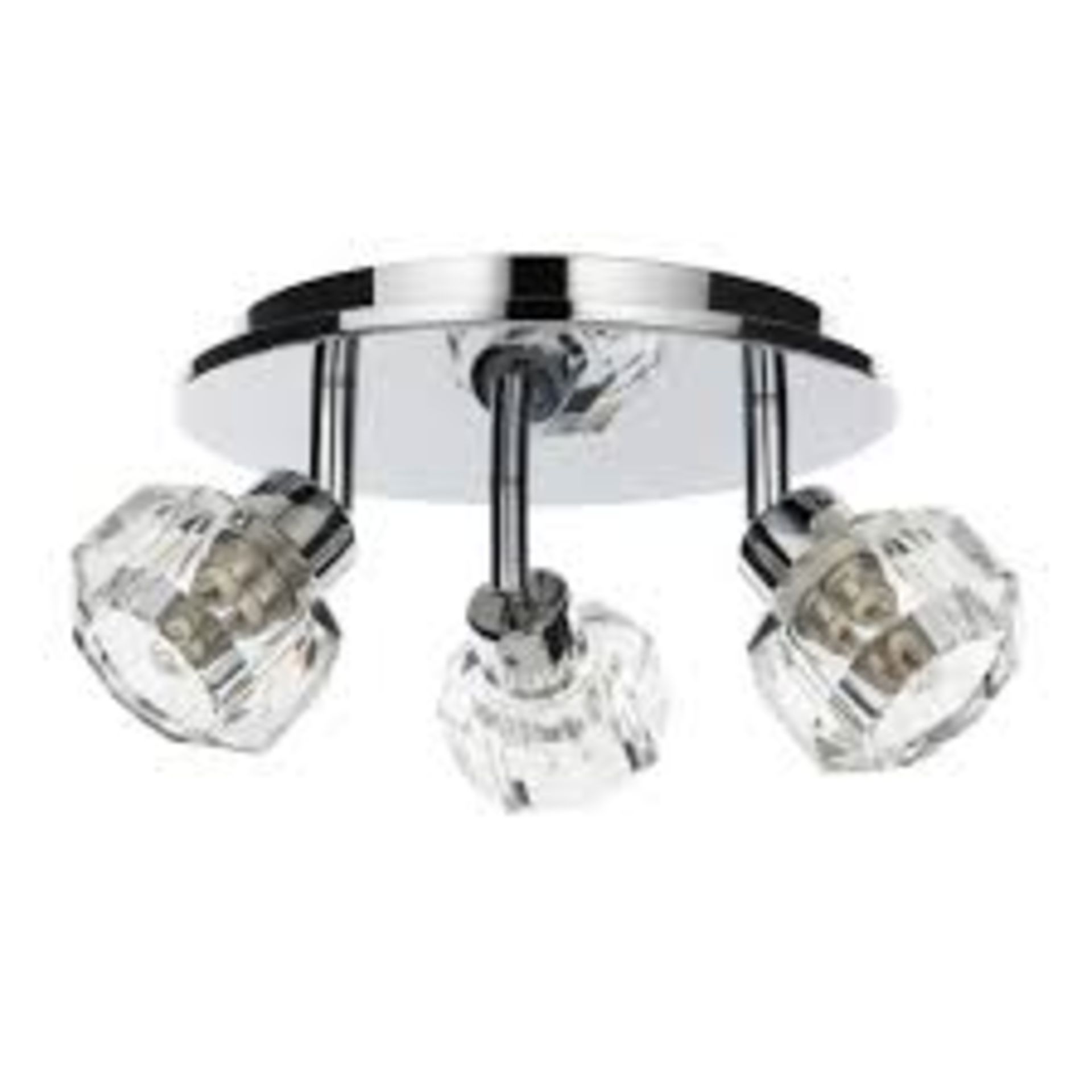 (CK105) Kapista Cut glass Chrome effect 3 Lamp Spotlight. This triple spotlight has a chrome ef...