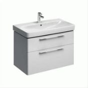 (CK59) Twyfords 900x480mm Grey Gloss Vanity Unit. RRP £935.20.Comes complete with basin.900 m...