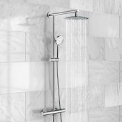 (CK62) Round Thermostatic Bar Mixer Shower Set Cool Touch Valve 10" Head + Handset. Solid brass...