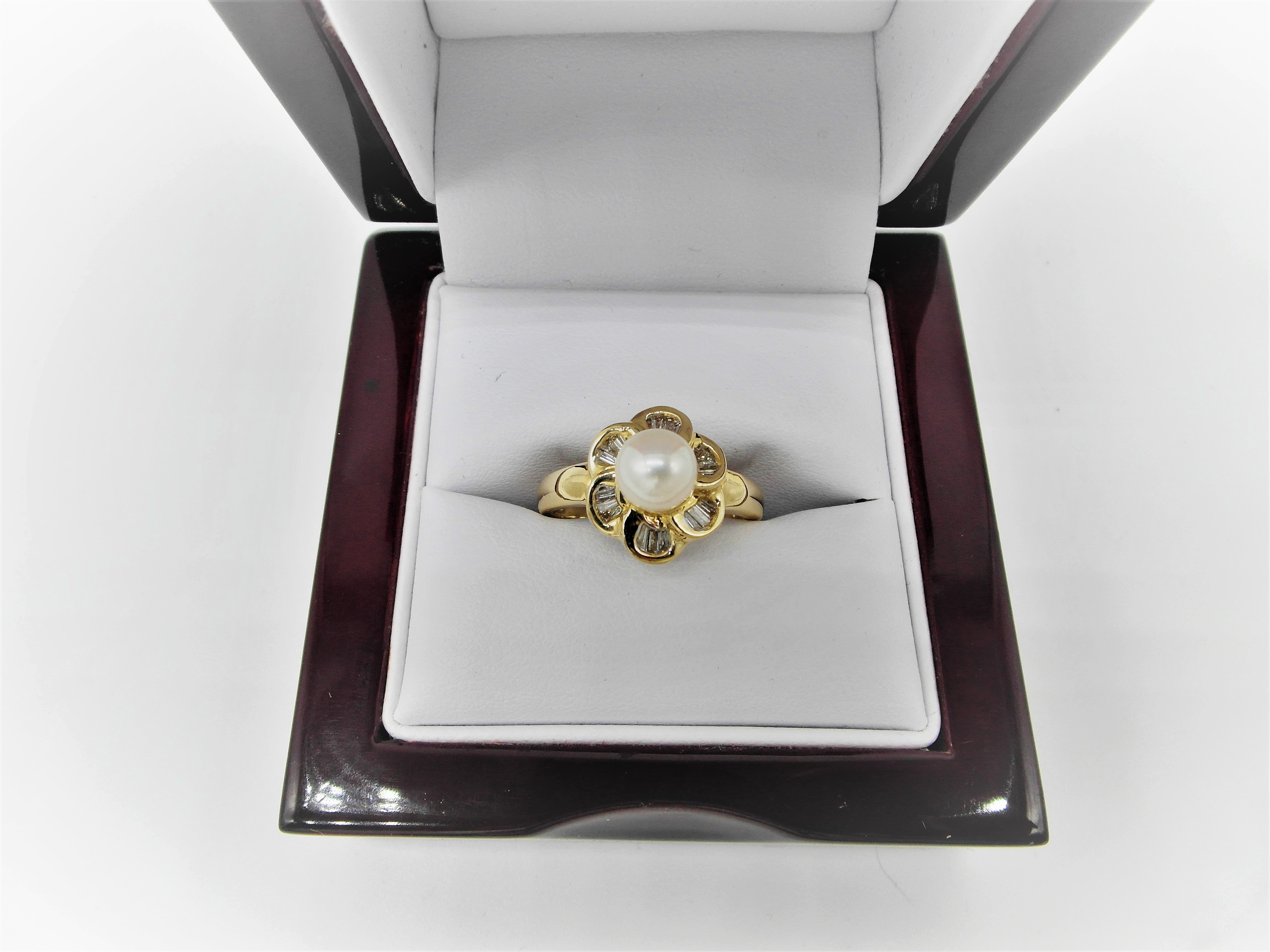 Gold Diamond & Pearl Ring - Image 2 of 8