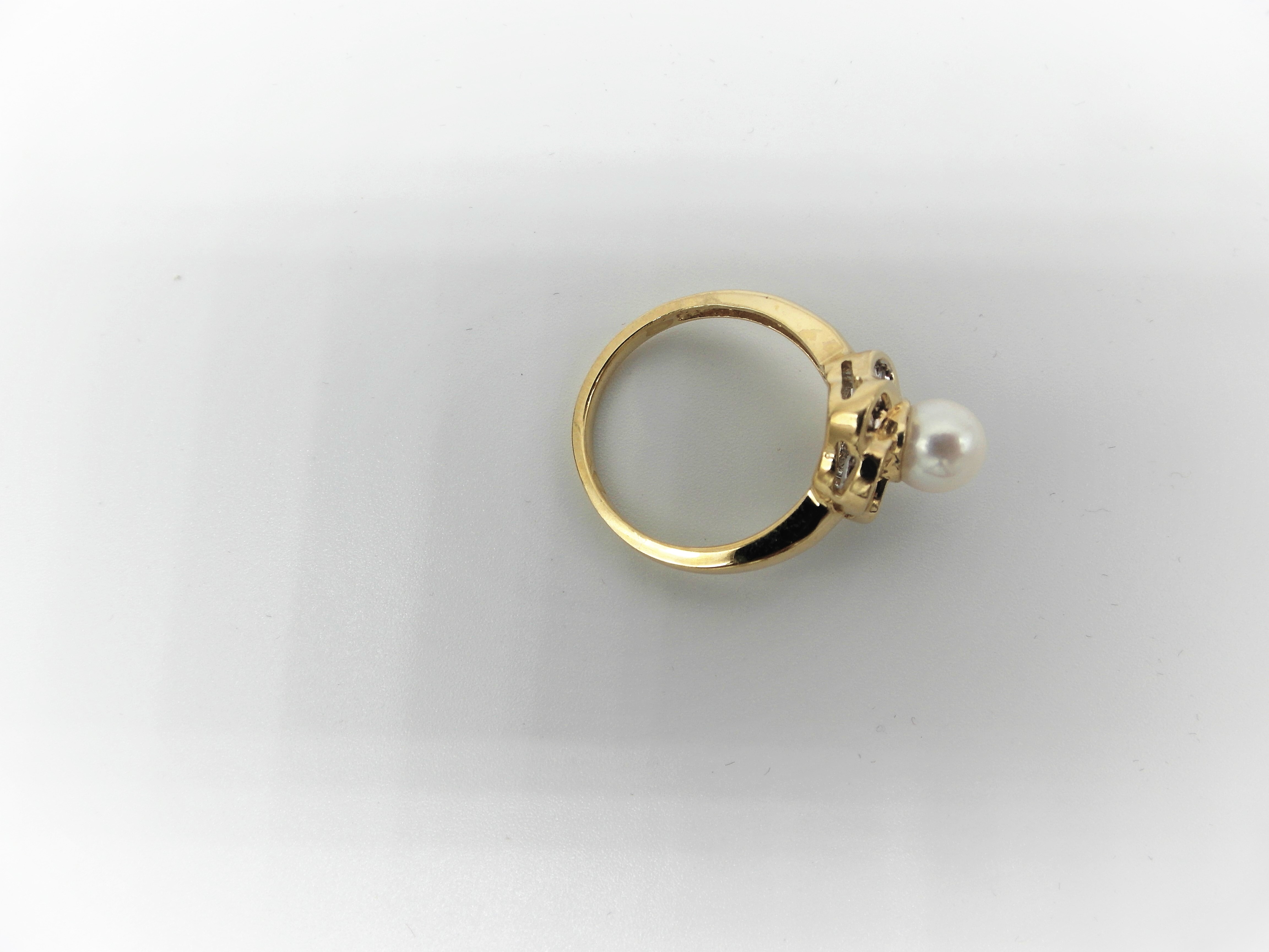 Gold Diamond & Pearl Ring - Image 8 of 8