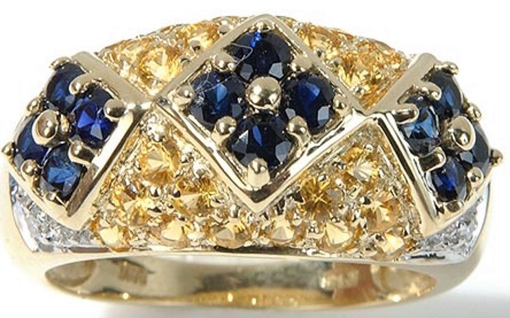 Sapphire, Citrine & Diamond Gypsy Ring - Image 5 of 7