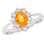 Yellow Sapphire & Diamond Cluster Ring