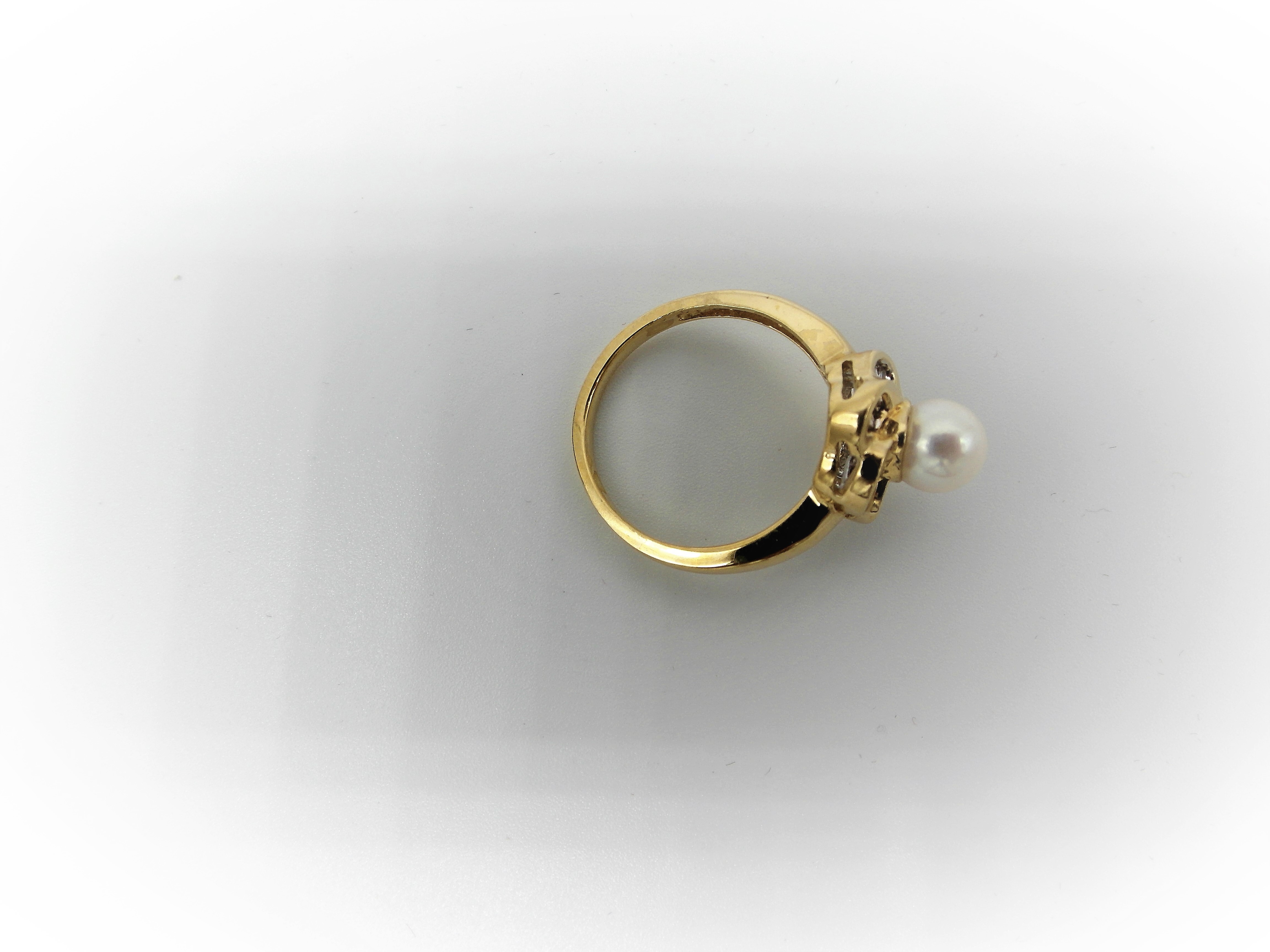 Gold Diamond & Pearl Ring - Image 6 of 8