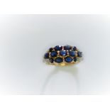 13 Stone Sapphire & Diamond Ring