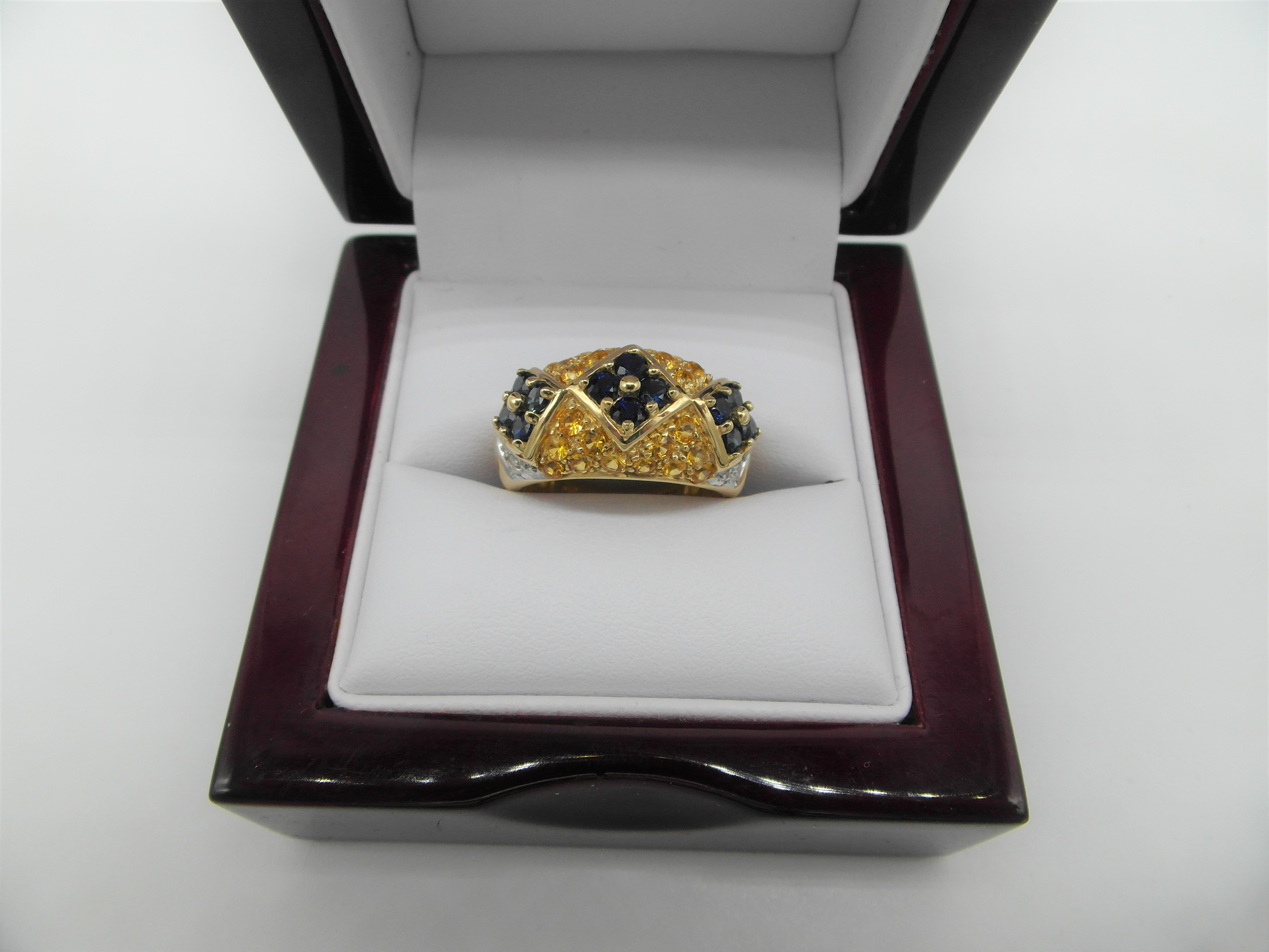 Sapphire, Citrine & Diamond Gypsy Ring - Image 4 of 7