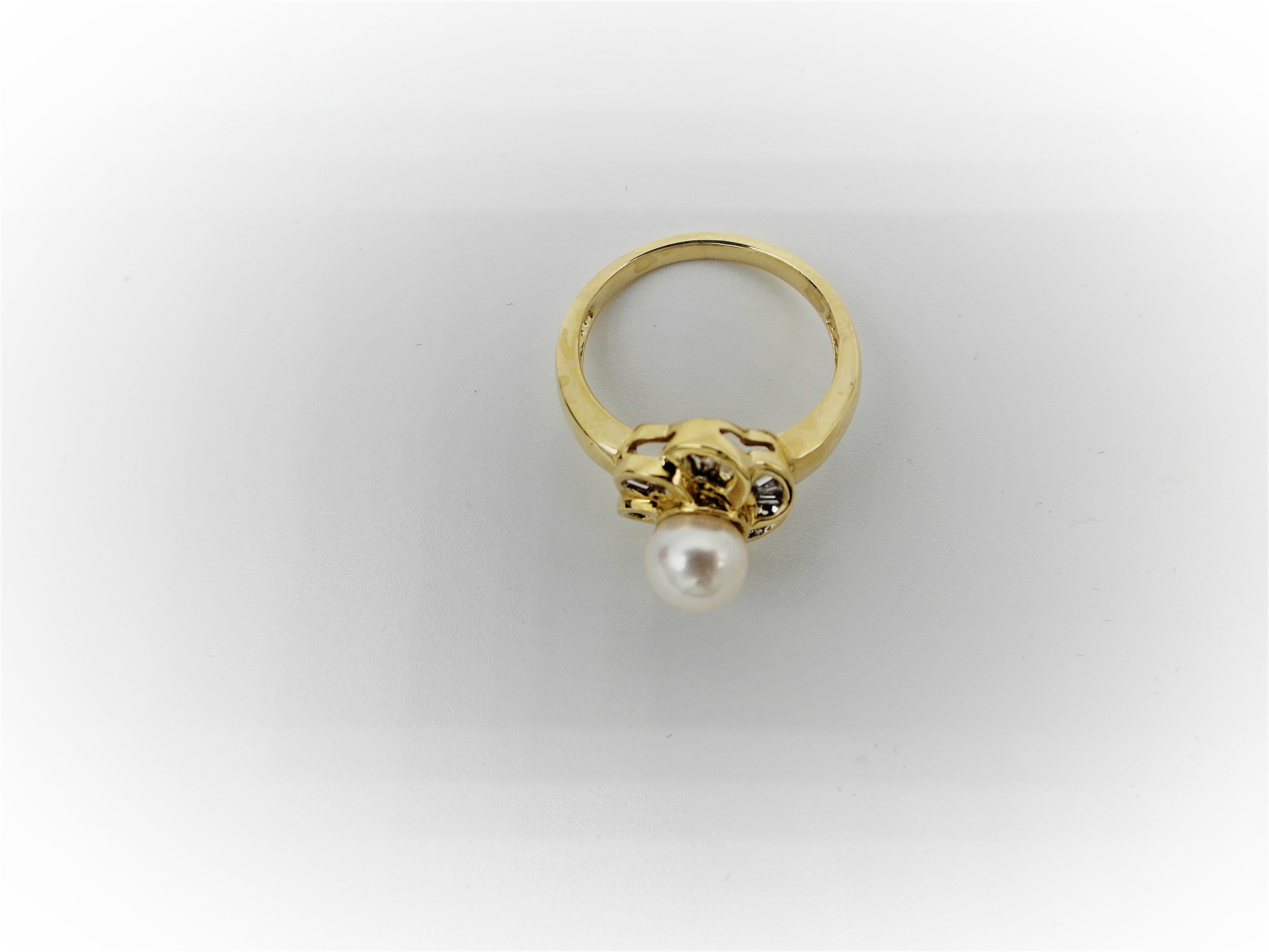 Gold Diamond & Pearl Ring - Image 7 of 8