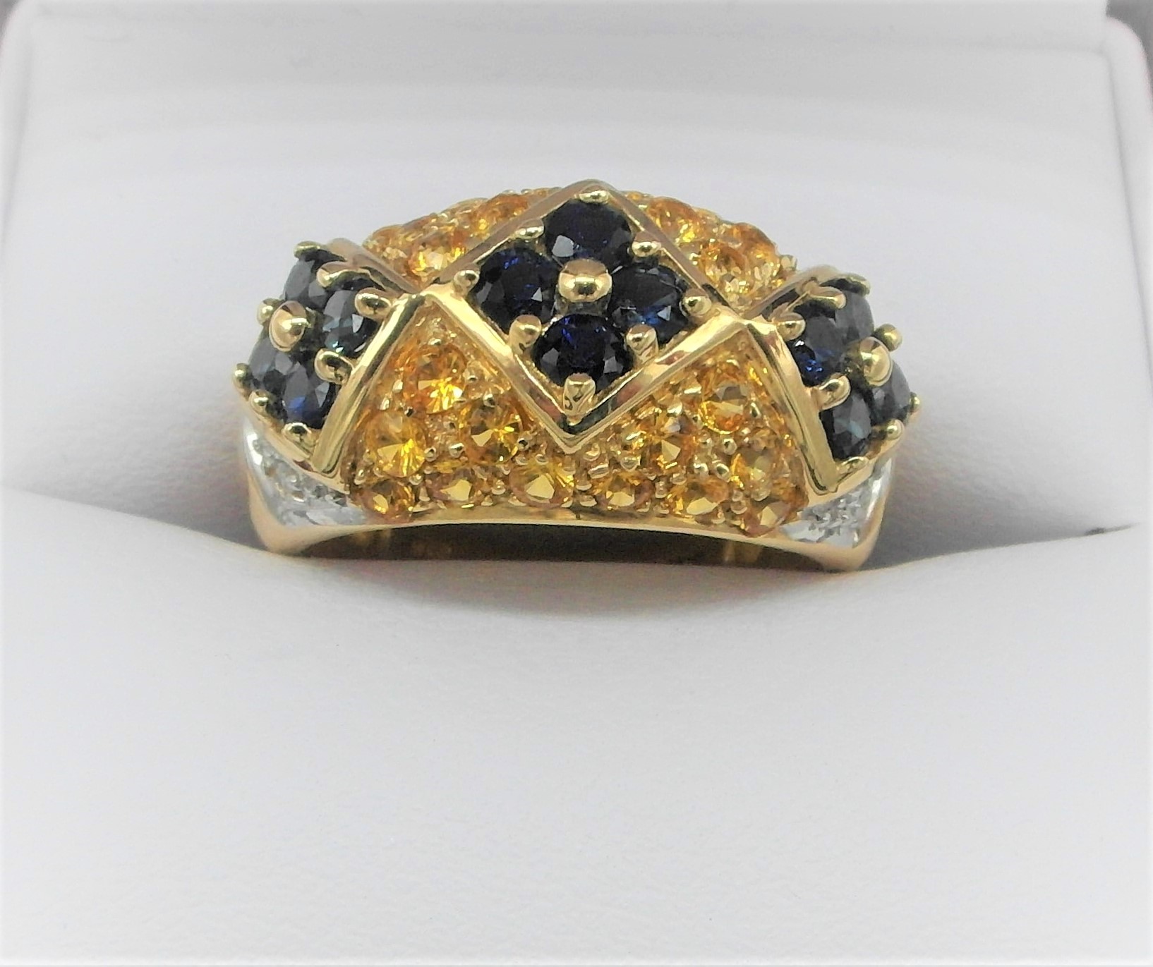 Sapphire, Citrine & Diamond Gypsy Ring