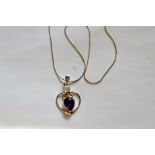 A Silver Amethyst & Opal Heart Shaped Pendant