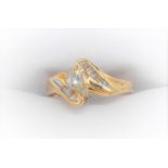 10Ct Yellow Gold Diamond Set Crossover Ring