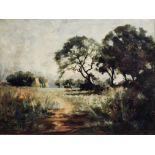 Robert Russell Macnee (Scottish 1880 - 1952). Harvest Scene. Signed Oil Painting