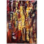 Large Abstract Oil On Canvas. Monogrammed ER